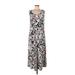 SJS Casual Dress - A-Line: Gray Floral Dresses - Women's Size Large