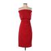 Vince Camuto Cocktail Dress - Party Strapless Sleeveless: Red Print Dresses - Women's Size 2