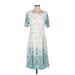 R&B Collection Casual Dress - Midi: White Baroque Print Dresses - Women's Size Small