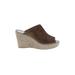 Andre Assous Wedges: Brown Print Shoes - Women's Size 10 - Peep Toe