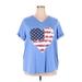 Woman Within Short Sleeve T-Shirt: Blue Graphic Tops - Women's Size 22