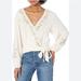 American Eagle Outfitters Tops | American Eagle Long Sleeve Boho Embroidered Floral Wrap Top Blouse Size Small | Color: Cream/Pink | Size: S