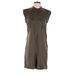BCBGMAXAZRIA Casual Dress - Shirtdress High Neck Sleeveless: Brown Solid Dresses - Women's Size 4