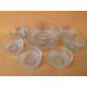 Set of Arcoroc Diamont Starburst bowls: one large fruit/trifle bowl and 6 small sundae dishes (set of 7), 1970s Arcoroc glass dessert dishes