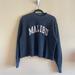 Brandy Melville Tops | Brandy Melville Oversized Waffle Knit Malibu Cropped Long Sleeve Navy Blue | Color: Blue | Size: L