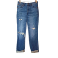 Madewell Jeans | Madewell Womens 24 The Slim Boyjean Cuffed Jeans Blue Distressed Whiskered Denim | Color: Blue | Size: 24