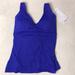 Athleta Swim | Athleta D To Dd Triangle Tankini Side Cutouts Strappy Open Back Blue Womens Xs | Color: Blue | Size: Xs