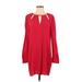 BCBGMAXAZRIA Cocktail Dress - Mini Keyhole Long sleeves: Red Solid Dresses - Women's Size Small