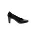 AGL Heels: Pumps Chunky Heel Work Black Solid Shoes - Women's Size 39 - Almond Toe