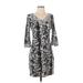 BCBGMAXAZRIA Casual Dress - Sheath V Neck 3/4 sleeves: Gray Dresses - Women's Size Small