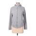 Reebok Zip Up Hoodie: Gray Solid Tops - Women's Size Small