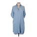 Cloth & Stone Casual Dress - Shirtdress: Blue Dresses - Women's Size Medium