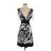 Speechless Cocktail Dress - A-Line V Neck Sleeveless: Silver Color Block Dresses - Women's Size Small