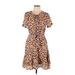 C+D+M Collection Casual Dress - Mini: Brown Leopard Print Dresses - Women's Size Large