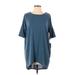 Lularoe Casual Dress - High/Low Crew Neck 3/4 sleeves: Blue Solid Dresses - New - Women's Size X-Small