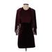 Bailey 44 Cocktail Dress - Mini Crew Neck 3/4 sleeves: Burgundy Solid Dresses - New - Women's Size X-Small