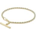 Gold Women's 9ct Yellow Gold Rope Chain T-Bar Bracelet - 19cm/7.5"