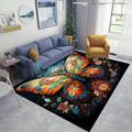 POSLAB Butterfly Floral Area Rug Design Carpet for Bedroom Living Room Home Decoration