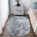 KTYUTJDH Area Rugs Living Room, Modern Abstract Design Grey-blue, Dark Blue, Grey-white, Blue-brown Pattern Carpet,Greyish Blue,Oval 80 x 150 cm,Washable Rug