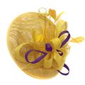 Yellow and Dark Purple Sinamay Big Disc Saucer Fascinator Hat for Women Weddings Headband