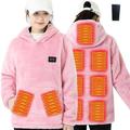Guimuer Outdoors Heating Jackets with 9 Heated Zones 3 Adjustable Temperature Warm Jacket for Camping Hiking Skiing,2XL,Pink