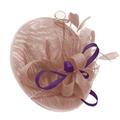 Dusty pink and Dark Purple Sinamay Big Disc Saucer Fascinator Hat for Women Weddings Headband