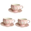 Garneck 3 Sets Coffee Cup and Saucer Set Vintage Cups Vintage Teacup Delicate Tea Cup Espresso Cups Coffee Mugs with Plate Chinese Tea Cups Tea Cups and Saucers China Pink Classic Ceramics