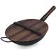 Pre-Seasoned Cast Iron Wok, Heavy Duty Non-Stick Iron Chinese Wok or Stir Fry Skillet w/Wooden Lid, for Electric Stove Top, Induction (32cm)