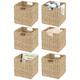 mDesign Storage Basket – Foldable Seagrass Storage Box – Basket Storage Unit Ideal for Storing Clothes, Toys or Magazines – with Wickerwork Pattern – Set of 6 – Natural