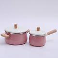 Milk Pan Milk Pot Mini-Enamel Saucepan with Lid Easy to Clean and Stable Non-Slip Handle for Kitchen (Color : Pink, Size : Free Size)