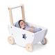 Navaris Wooden Doll Pram - Baby Doll Pram for Girls and Boys - Dolls Toy Pram Buggy Complete with Bedding - Dolls Pram for 1 Year Old and 2 Year Olds Age 18M+