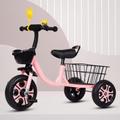 Tricycle with large rear plastic basket,outdoor scooter bicycle for 3-5 years old boys and girls,3 wheel trikes with height adjustable saddle,pedal tricycles,kids trikes with foam wheel