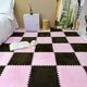 40 Pcs Fluffy Puzzle Rug Plush Foam Mat,Play Mat,Interlocking Foam Tiles,Floor Mats,Interlocking Carpet Tiles(Size:0.39 inch,Color:Coffee+Pink)