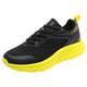 Cross-country ski shoes men's sports shoes, fashionable new pattern, summer mesh, breathable and comfortable, thick sole, casual running shoes, lace-up shoes, men's black shoes, yellow, 43 EU