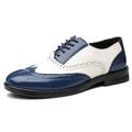 Dress Shoes for Men Lace Up Brogue Embossed Wing tip PU Leather Two Tone Oxford Shoes Low Top Anti-Slip Block Heel Non Slip Rubber Sole Business (Color : Blue White, Size : 8 UK)