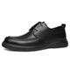 Ninepointninetynine Oxford Shoes for Men Lace Up Round Toe Genuine Leather Apron Toe Derby Shoes Low Top Block Heel Non Slip Classic (Color : Black, Size : 7.5 UK)