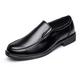 New Formal Oxford Shoes for Men Slip On Round Apron Toe Cowhide Low Top Slip Resistant Anti-Slip Rubber Sole Walking (Color : Black, Size : 5.5 UK)