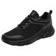 Cross-country ski shoes men's sports shoes, fashionable new pattern, summer mesh, breathable and comfortable, thick sole, casual running shoes, lace-up shoes, men's black shoes, black, 41 EU 3X-Schmal