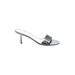 BCBGirls Sandals: Slip On Stiletto Cocktail Party Silver Print Shoes - Women's Size 8 1/2 Plus - Open Toe