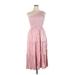 Casual Dress - Midi One Shoulder Sleeveless: Pink Solid Dresses - New - Women's Size X-Large