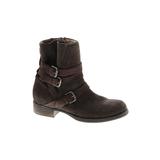 Alberto Fermani Boots: Strappy Chunky Heel Bohemian Brown Solid Shoes - Women's Size 39 - Round Toe