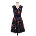 Ted Baker London Casual Dress - Mini V Neck Sleeveless: Black Floral Dresses - Women's Size 4