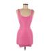 Bebe Cocktail Dress - Bodycon Scoop Neck Sleeveless: Pink Solid Dresses - Women's Size Medium