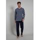 Pyjama BUGATTI Gr. 56, blau (blau, dunkel, ringel) Herren Homewear-Sets Pyjamas