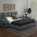 Queen-Sized Modern Multimedia Nightstand Upholstered Platform Bed Set: Wireless Charging Station