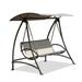 54 in. 3-Person Steel Outdoor Patio Swing Chair with Adjustable Canopy in Dark Brown