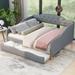 Elegant Gray Full Size Daybed with Button-Tufted Backrest, Wing-Back Arms, and Vintage Upholstery Design - Easy Assembly Process