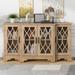 Wood Sideboard Buffet Cabinet with Glass Doors & 3 Adjustable Shelves