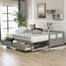 Gray Sturdy Wooden Daybed: Trundle, 2 Drawers, Extendable Sofa