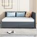 Full Size Linen Fabric Upholstered Daybed with 2 Storage Drawers, No Box Spring Needed